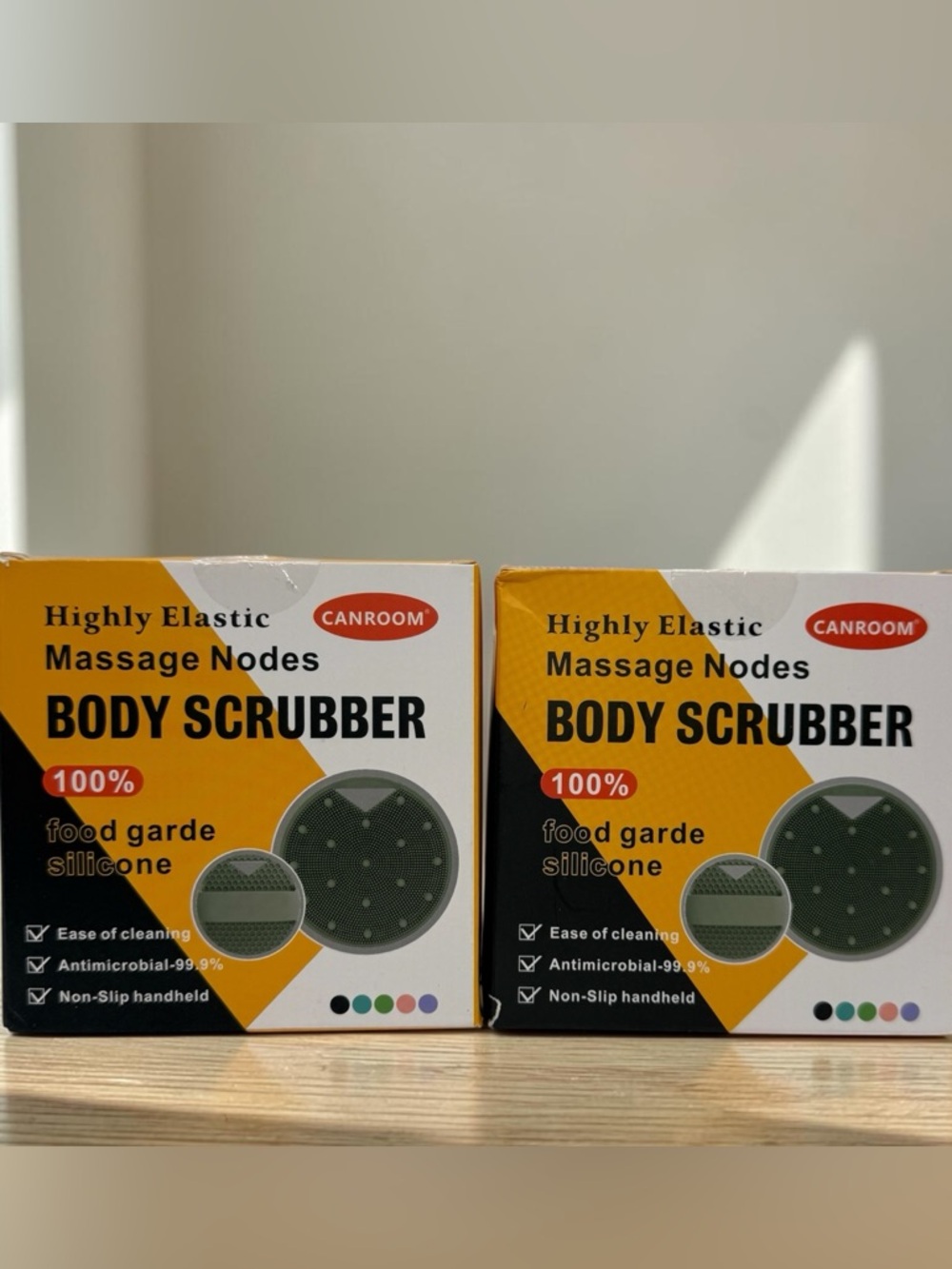 Silicone Body Scrubber (2 Pack) Zinc Infused Exfoliating Shower‎ Brush, Black